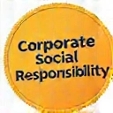 Egy jelvény, amely a 'Céges felelősségvállalás' feliratot mutatja, mint a vállalat társadalmi felelősségvállalásának szimbóluma.