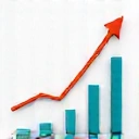 Grafikon, amely a termelékenység növekedését mutatja, felfelé mutató nyíllal, mint a hatékonyság szimbóluma.